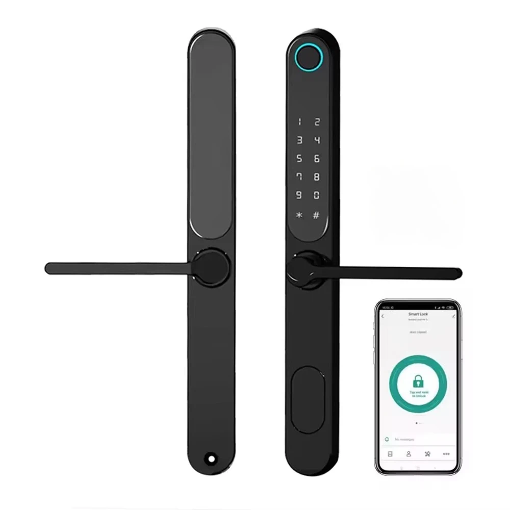 

Waterproof Hot Selling High Quality Aluminum Alloy Sliding Slim Digital Intelligent Tuya Ble App Smart Door Lock