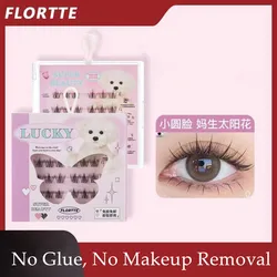 FLORTTE False Eyelash Glue-free No Need Remove Makeup Reusable Manga Natural Long Thick Lashes Eyes Beauty Tool
