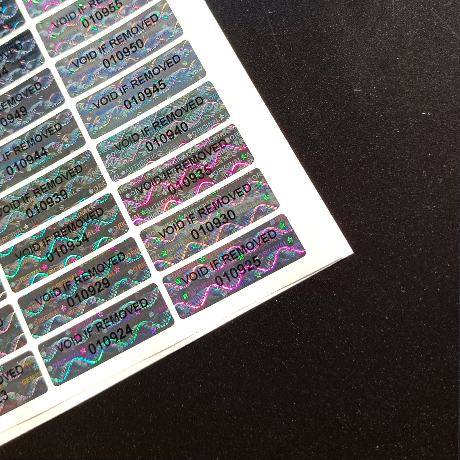 Holographic Security Seals, Tamper-Proof Labels with Unique Serial Number, Safe Warranty Sticker, Void Seal, Silver, 1x3 Cm view 5