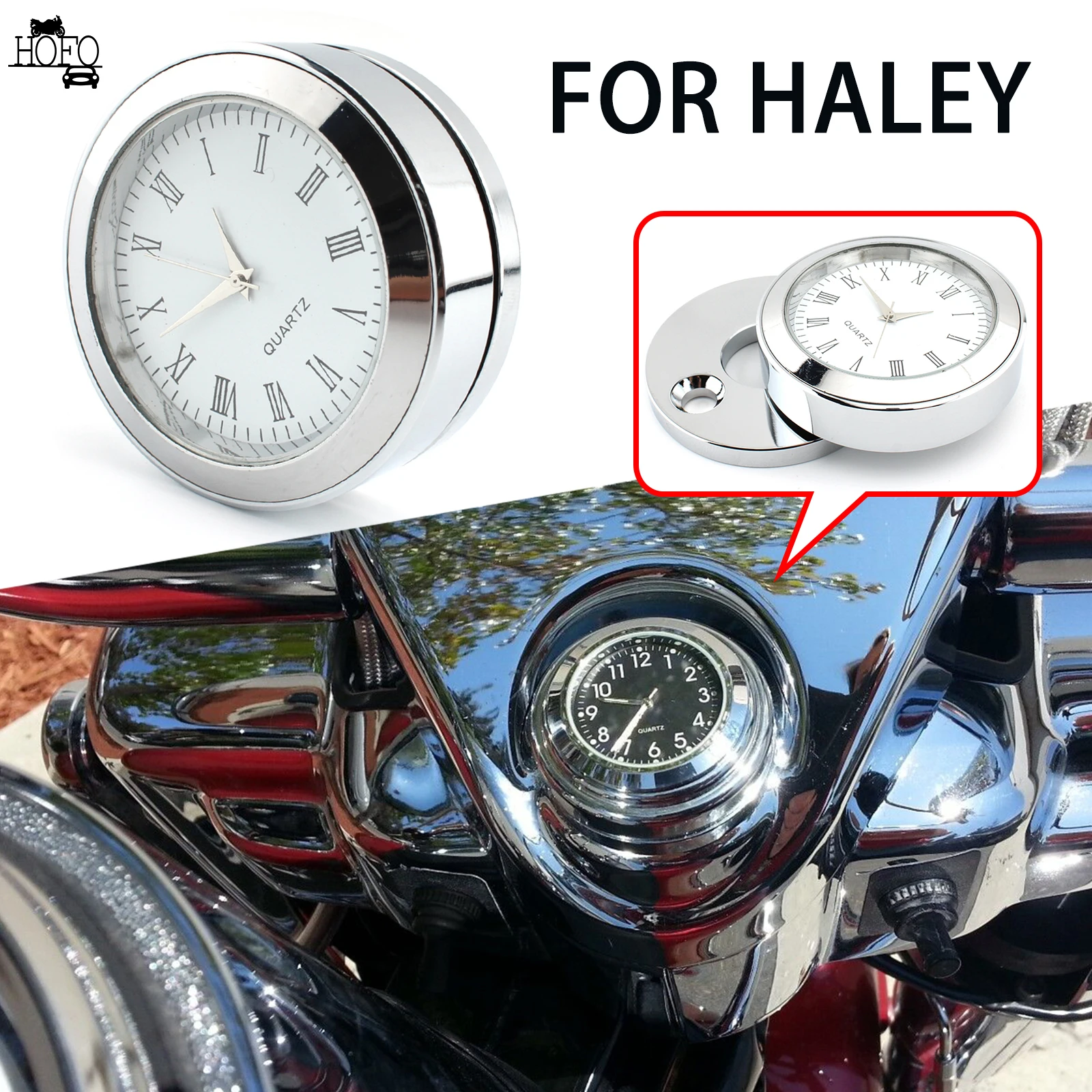 

Motorcycle Aluminum Front Fork Lock Clock Cover Chrome Dial WATERPROOF Fork-lock Cover fits all Harley Road King models.