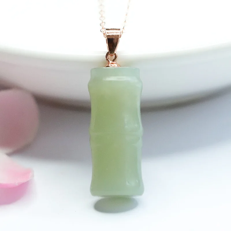 

S925 Серебряный бамбуковый шарнирный кулон из натурального нефрита Хэтянь Ожерелье для роста