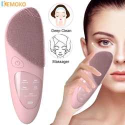 Silicone Electric Face Cleansing Brush Ultrasonic Washing Device Deep Pore Cleaning Vibration Massage Relaxation Facial Care