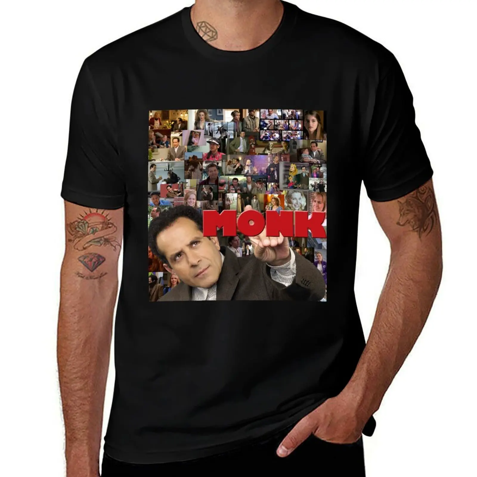 

Adrian Monk Collage T-Shirt Anti-Fade Casual Tee Shirt