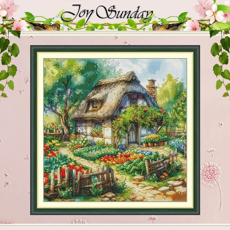 

Набор для вышивания крестиком по схемам «Деревенский домик» (с вышитым рисунком) 11CT 14CT 16CT HD, набор для вышивания DMC, рукоделие