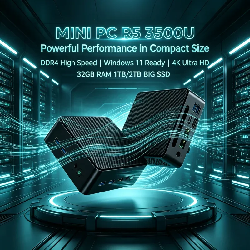 Trend Arrival LENO Pocket-sized Mini PC AMD Ryzen5 3500U Large 32GB DDR4 Memory 2TB M.2 SSD Win11 4K HDMI DP Home Work Desktop