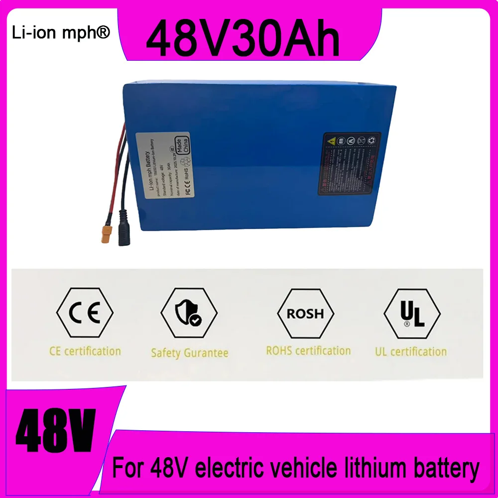 NEW 30ah 48V 13s8p lithium-ion battery pack 48V 30Ah 2000W electric battery, built-in 50A BMS+chargerr 18650. 48v battery pack