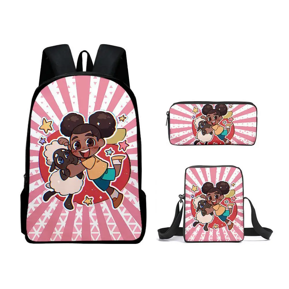 Harajuku Youthful Amanda the Adventurer 3D Print 3pcs/Set Student Travel bags Laptop Daypack Backpack Shoulder Bag Pencil Case