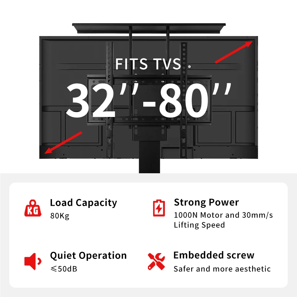 Automatic Electric TV Lift Mechanism Motorized System for Hidden in Cabinet Pop up TV Stand Floor  55 65 75 32-85'' Inch Mount