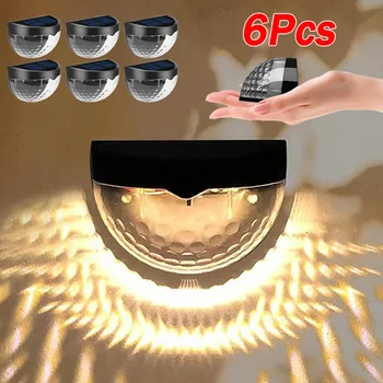 태양 울타리 빛 야외 방수 벽 램프 정원 에너지 빛 꽃 장식 정원 단계 파티오 계단에 대 한 LED 1-6PCS