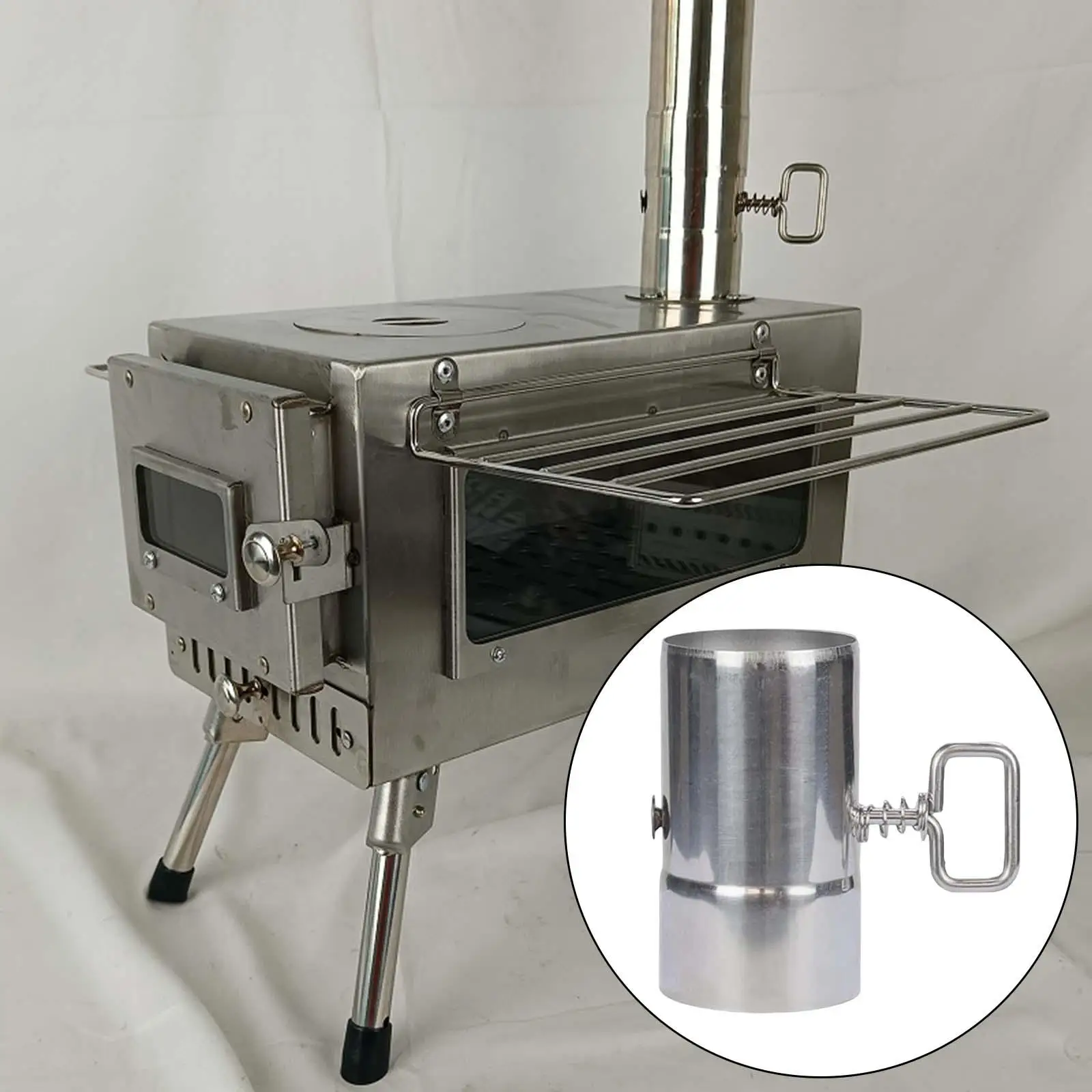Tent Stove Chimney Pipe Extension Heat Resistant Stainless Steel Fireplace Burner Adapter for Camping Hiking