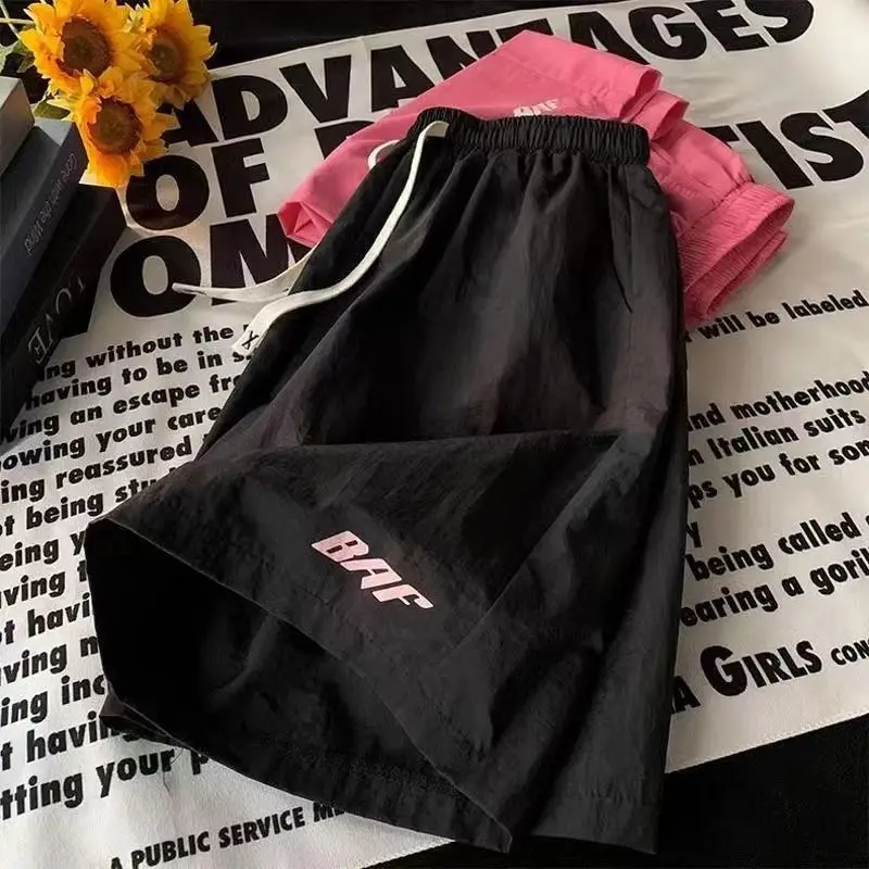 

Summer Cool Fashion Quick Drying Beach Shorts for Men and Women Couples Thin Loose Dopamine Sports Casual Over Knee Shorts