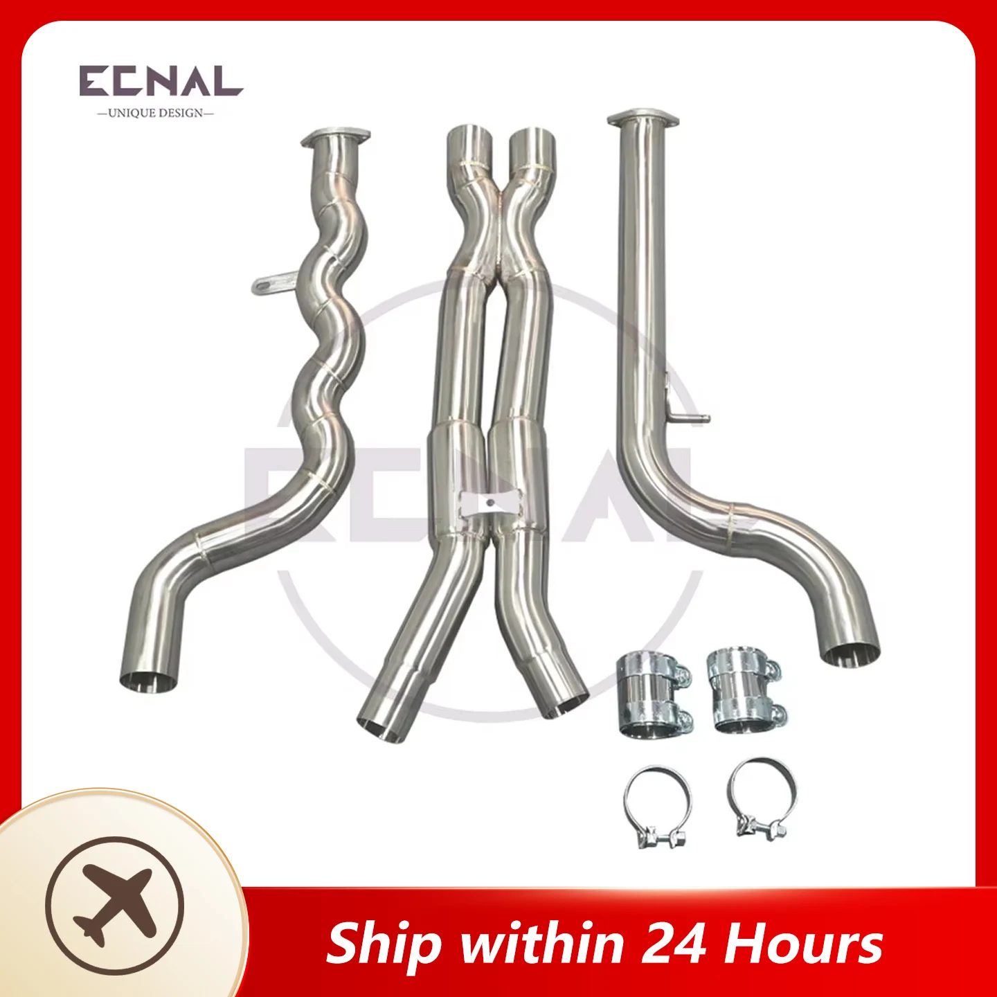 

Ecnal Exhaust for BMW S58 G80 M3 G82 M4 3.0T 2019+ Equal Length Exhaust Middle Pipe 76mm/3inches SS304 Exhaust System Mid-pipe
