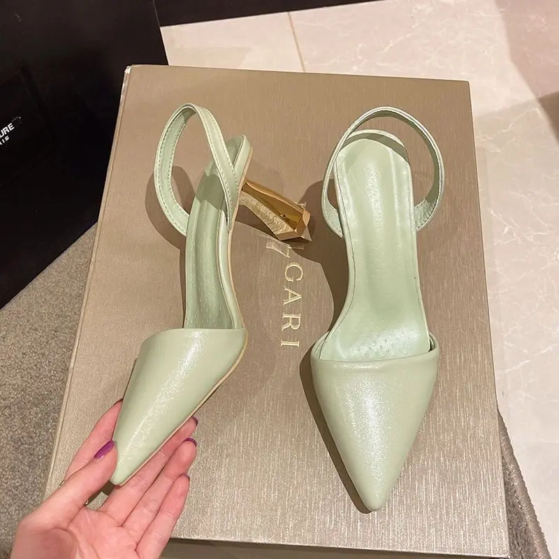 Green Ladies Shoes White Sandals for Women Summer 2025 Heeled Pumps Office Work Footwear Black High Heels Designer Sale Daily F