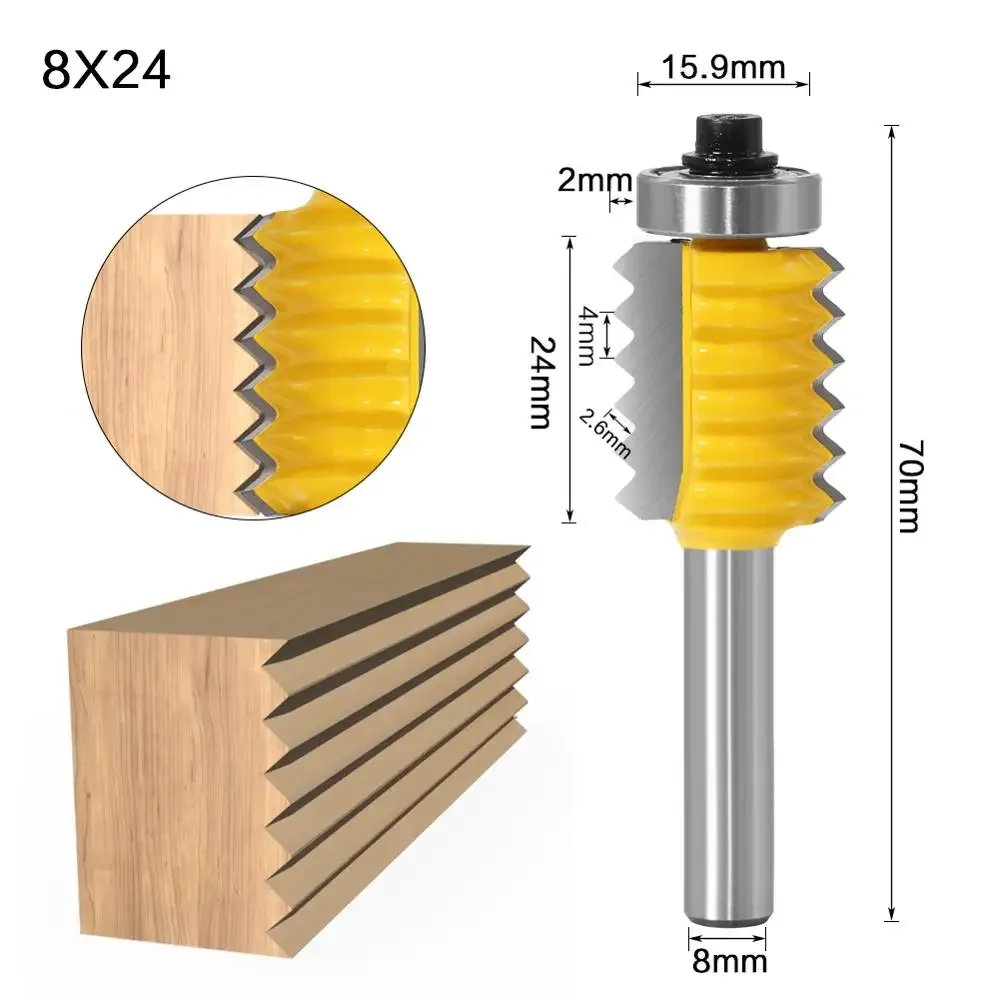 8mm Shank Woodworking Milling Cutter - Raised Panel V-Joint Finger Joint Glue Tenon Cone Tenon Milling Bits for Woodwork