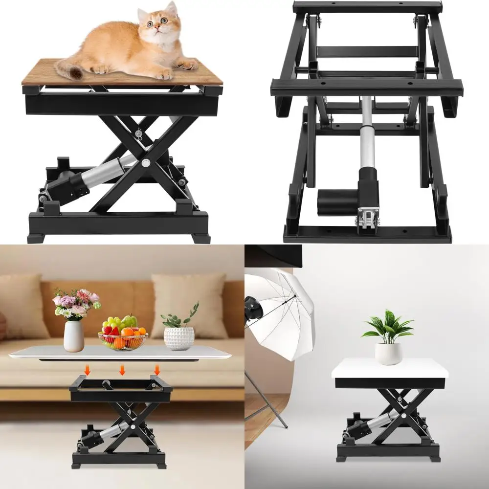 طاولة رفع مقصية كهربائية مع جهاز تحكم عن بعد بسعة 130 رطلاً، منصة رفع كهربائية بارتفاع 3.94-14.57 بوصة، خيال علمي فردي