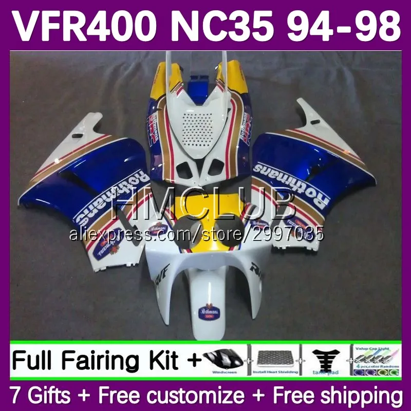 Rothmans Blue Fairing For HONDA VFR400 RVF VFR 400 R 400R CC 1994 1995 1996 1997 1998 43No.0 VFR400R RVF400R NC35 94 95 96 97 98