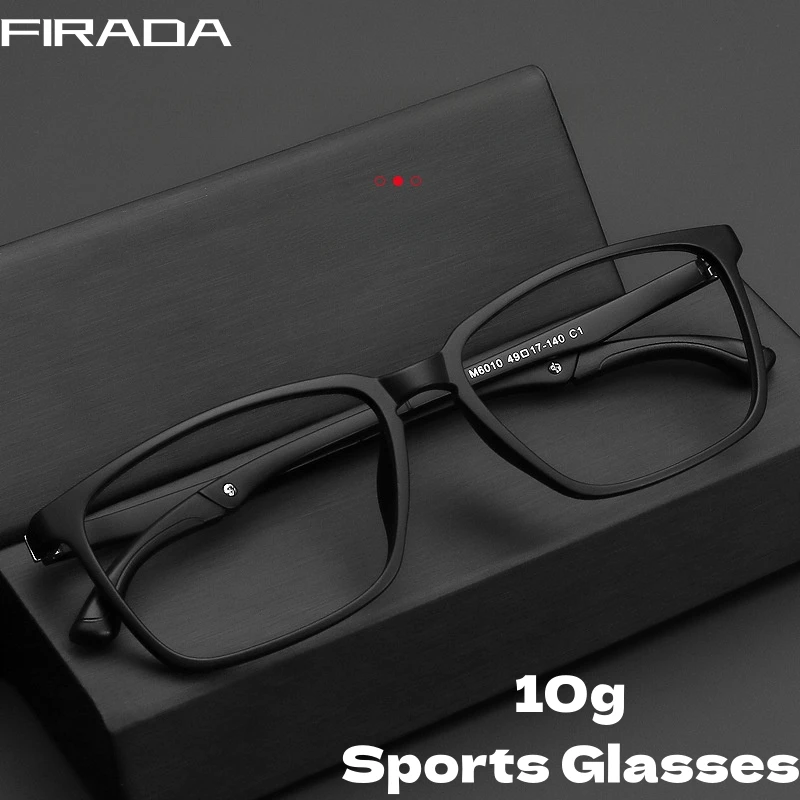 FIRADA 2024 Fashion Eyeglasses Retro TR Basketball Sports Eyewear Comfortable Square Prescription Glasses Frame For Men  6010-C