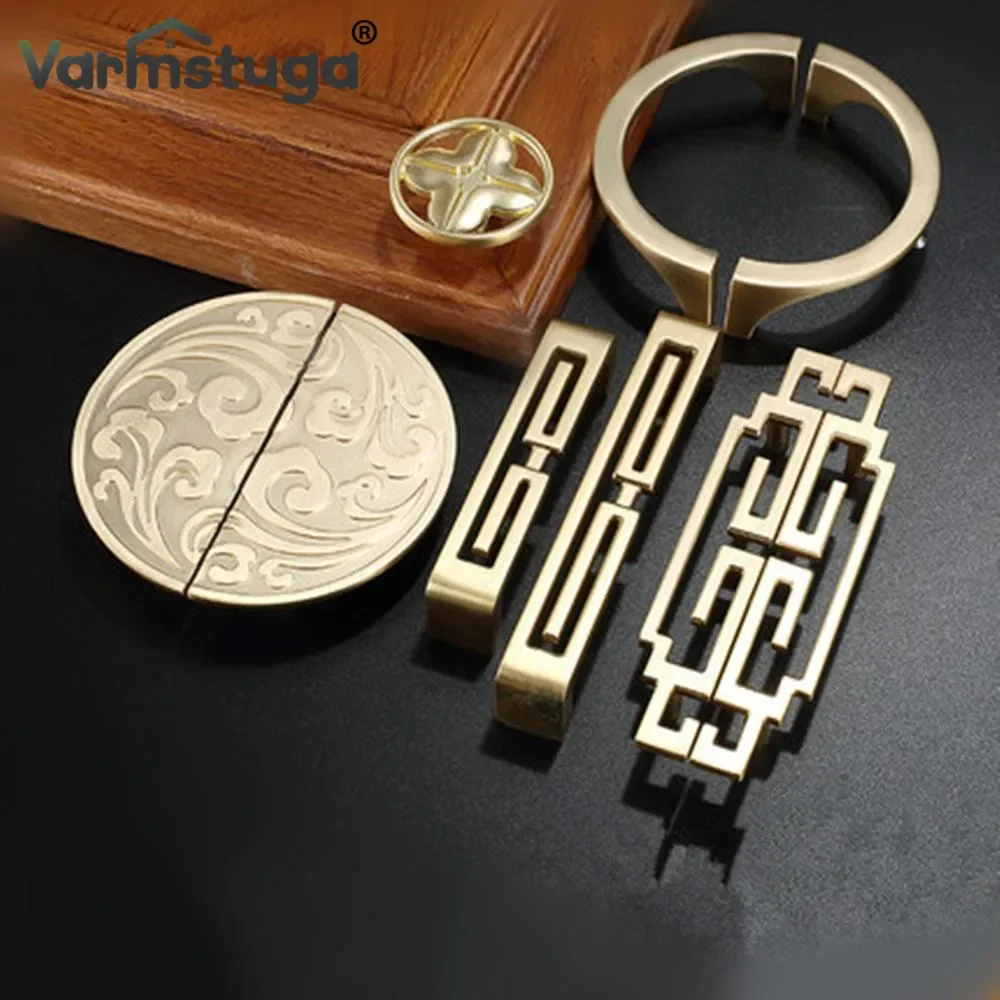 Vintage Antique Bronze Cabinet Handles Chinese Style Furniture Handle Drawer Knobs Wardrobe Door Pulls Furniture Hardware
