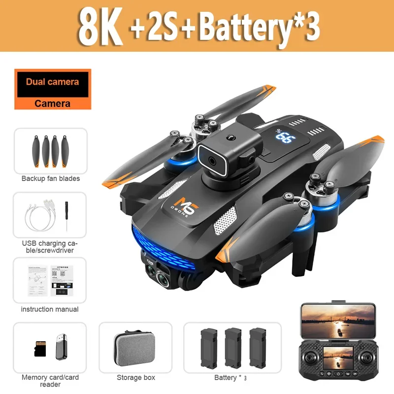 For Xiaomi  M6 Drone 8K Professional HD Camera Drones 5G WIFI FPV 4k UAV large screen remote control RC Dron Children's Toys