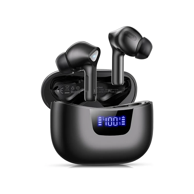 

Wireless Earbuds Bluetooth V5.3 Headphones 50H Playback Deep Bass Stereo Ear Buds with LED Power Display Charging Case IPX7 Wate