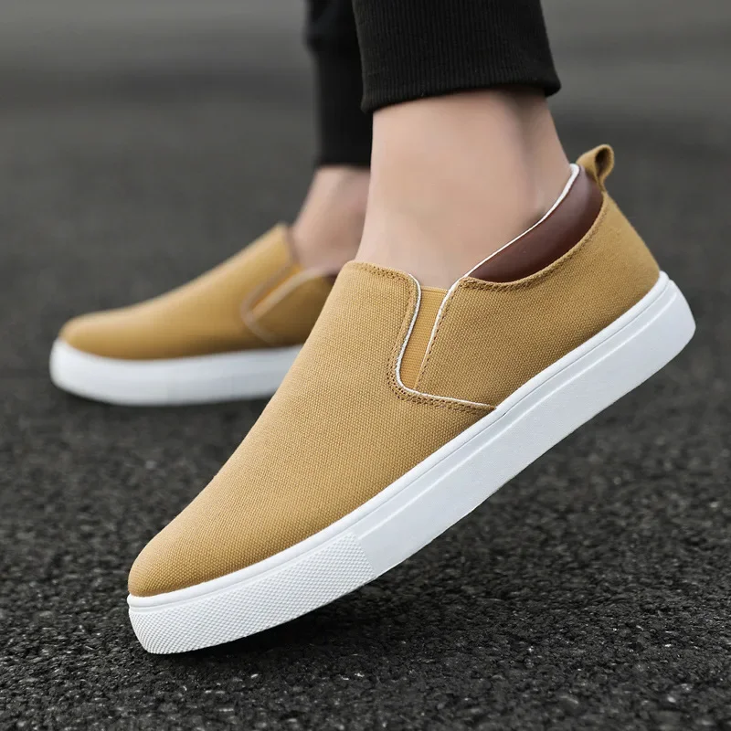 Autumn Men Canvas Casual Shoes Boys Male Sneaker Slip-on Vulcanized Flats Non-Leather Shoes Zapatos Hombres