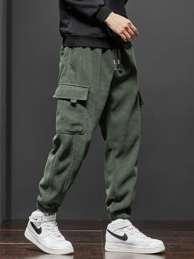 Spring Autumn New Style Elastic Waist Casual Pants for Men Stretch Straight Drawstring Harem Jogging Sports Long Pants Male