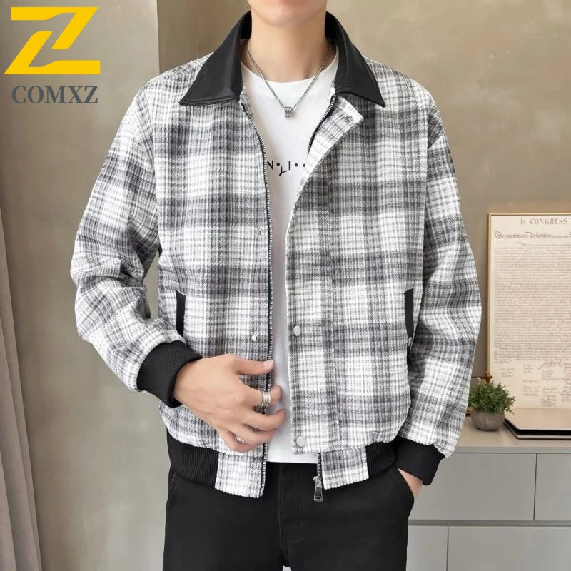 

COMXZ 2025 Men's Japanese Style Stand Collar Hooded Jacket Spring Autumn Trendy Casual Versatile Lightweight Coat