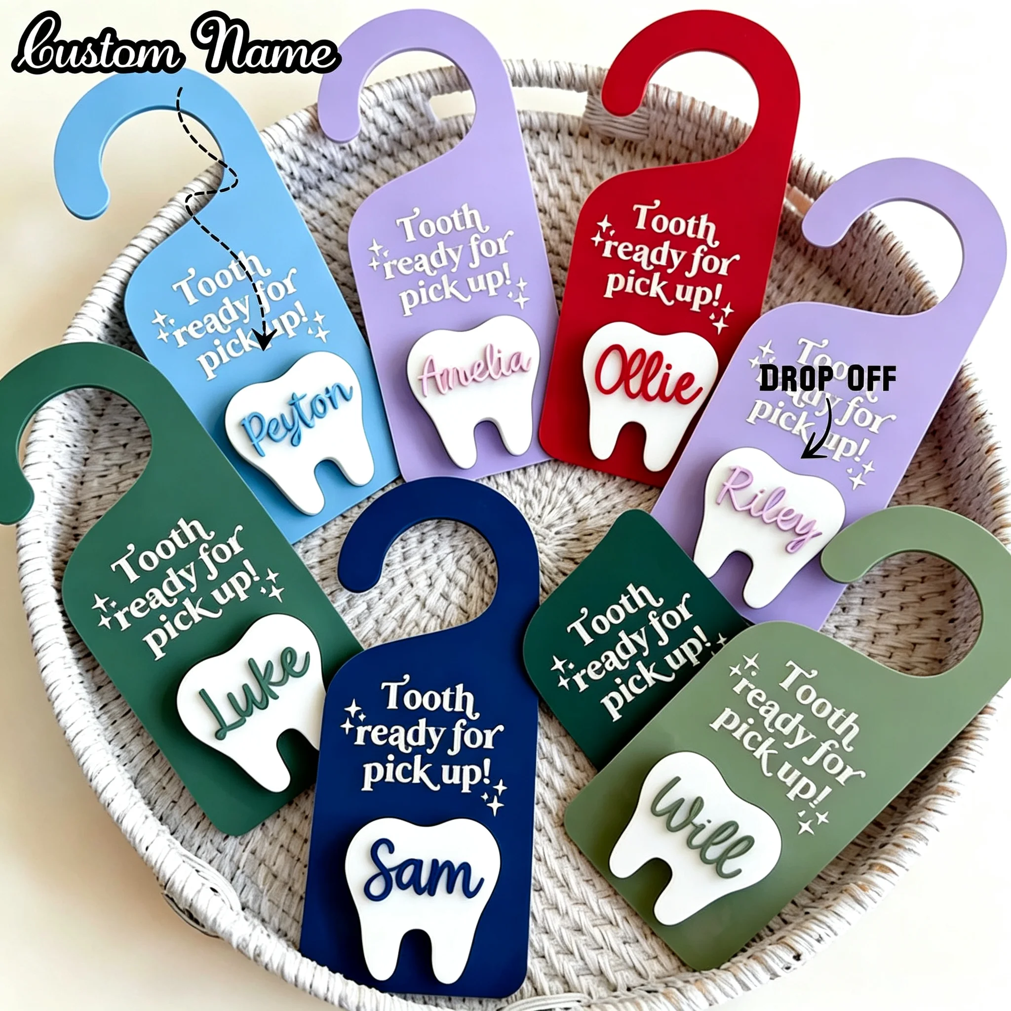 Custom Name Acrylic Tooth Fairy Door Hanger Kids Bedroom Door Sign Tooth Loss Memorial Storage Cute Fun Warm Growth Gift