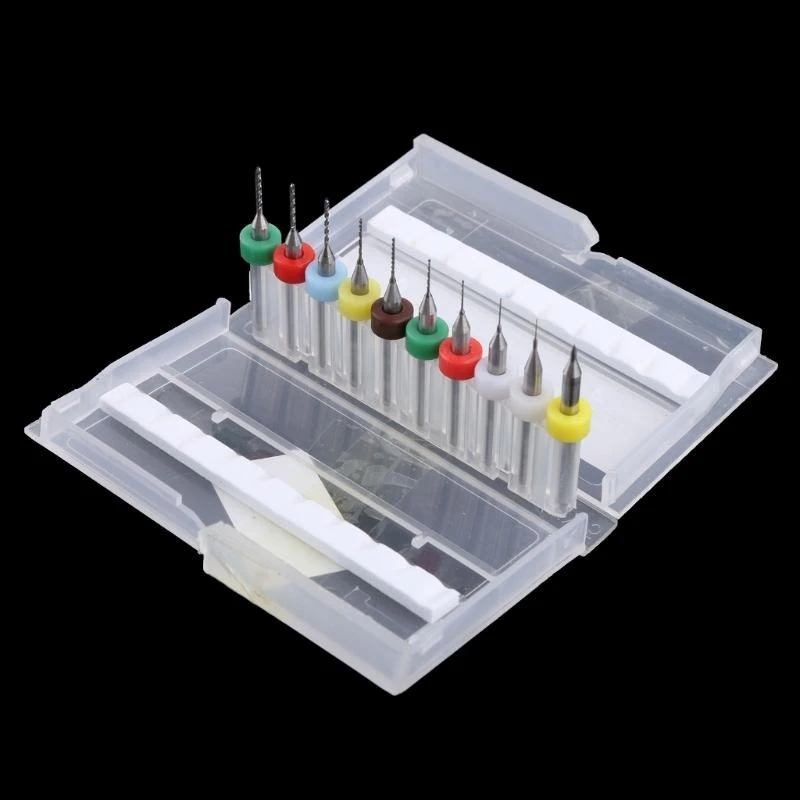 A5YD 10PCS 0.1mm ~ 1.0mm PCB 프린트 회로 보드 탄화물 마이크로 드릴 비트 세트 도구