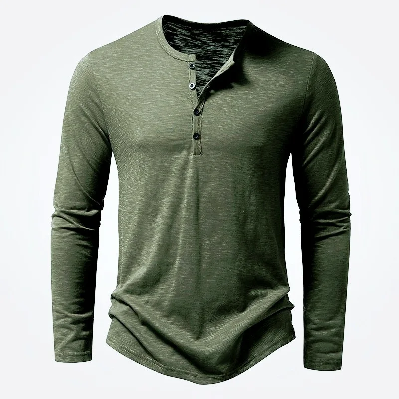 2026 Spring and Autumn New Men's Henry Neck Long Sleeve T-Shirt Casual Fashion POLO Shirt