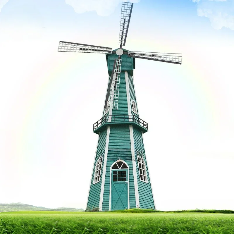 Anti corrosion wooden windmill pastoral landscape outdoor large  flower sea