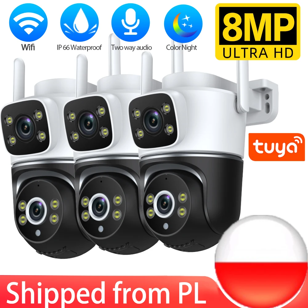 Tuya 4K Dual Lens Wifi PTZ Camera Outdoor 2 Way Audio Wireless CCTV Security Surveillance Camera Auto Tracking IP Cam Smart Life