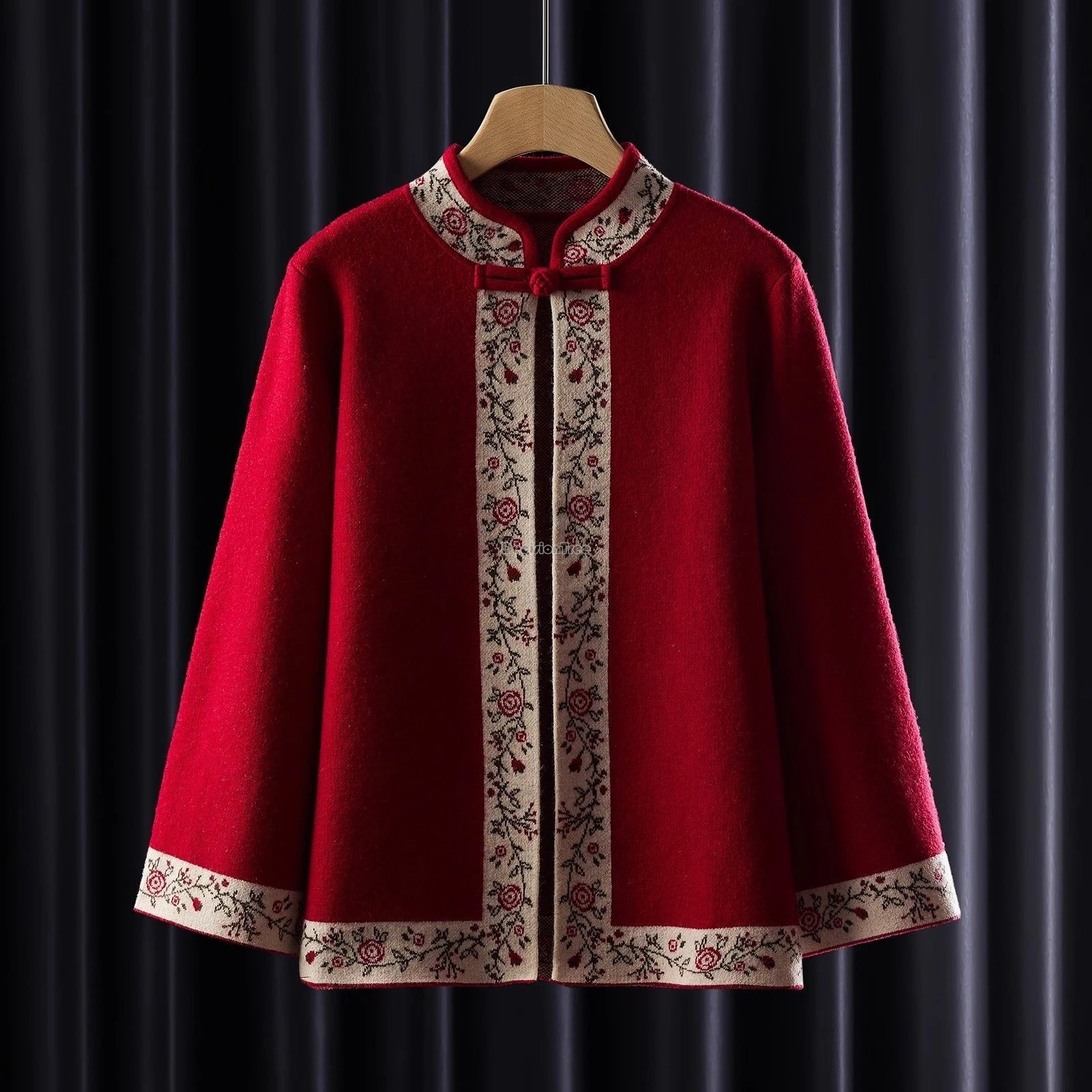 

2025 new winter chinese ancient retro stand collar long sleeve thicked tang suit coat patchwork design loose women cheongsam top