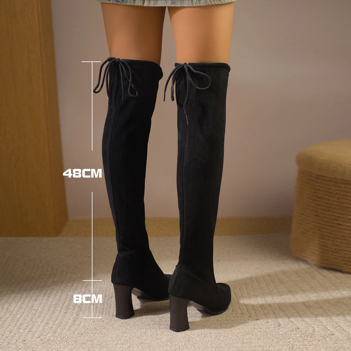 Neue Ankunft Winter frauen Kniehohe Stiefel Elastische Abnehmen Verdickte High Heel Stiefel Dicke Sohle Elegante Mode frauen stiefel