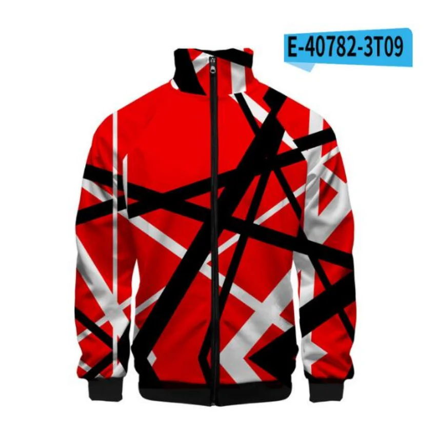 Eddie Van Halen 3D Baseball Jacket Men Bomber Jacket Harajuku Hip Hop Hoodie Stand Collar Zipper Sweatshirt Casual Sportswear