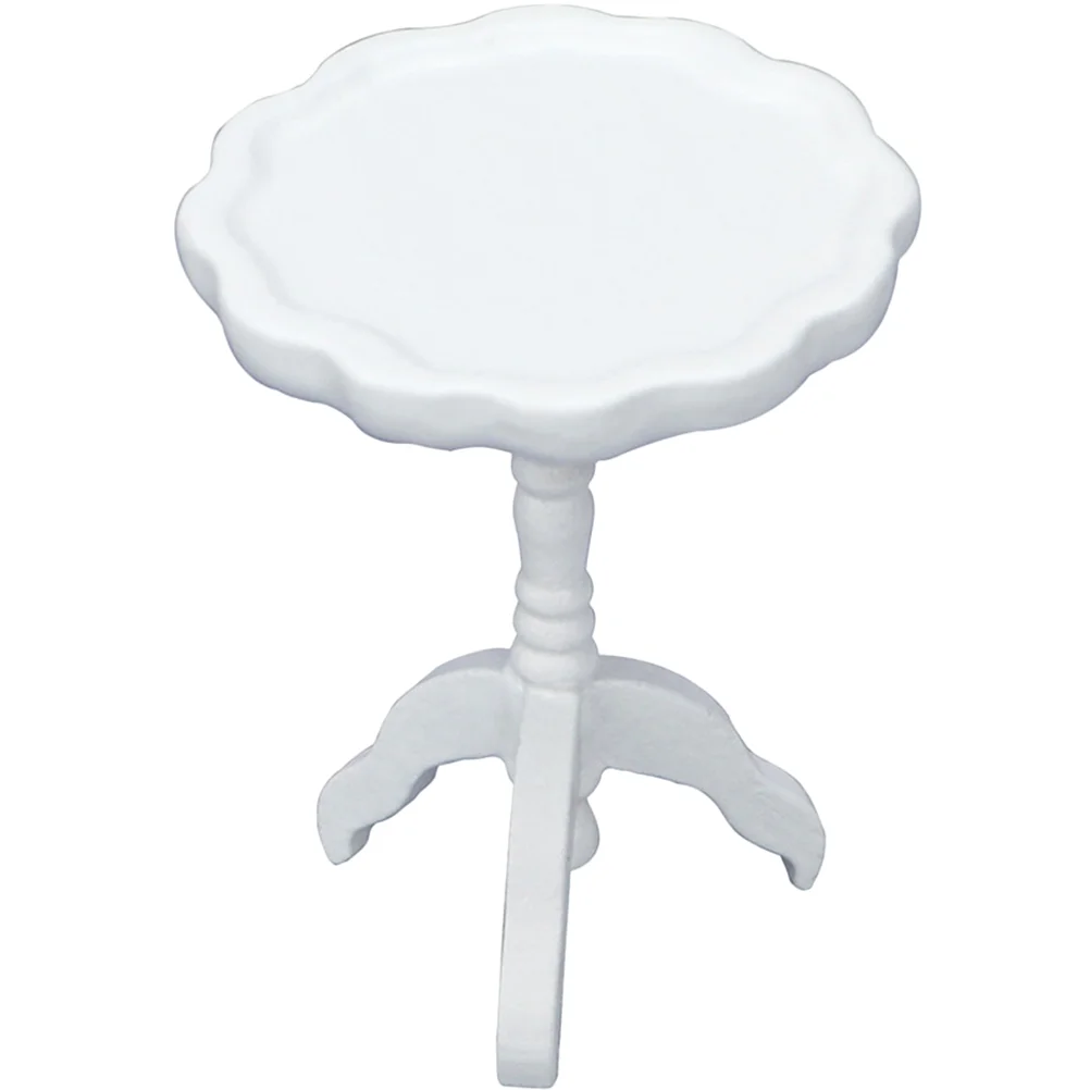 House Round Table Simulation Decor Mini Portable Accessories Furniture Dining Room Children Toy Miniature Wooden Statue
