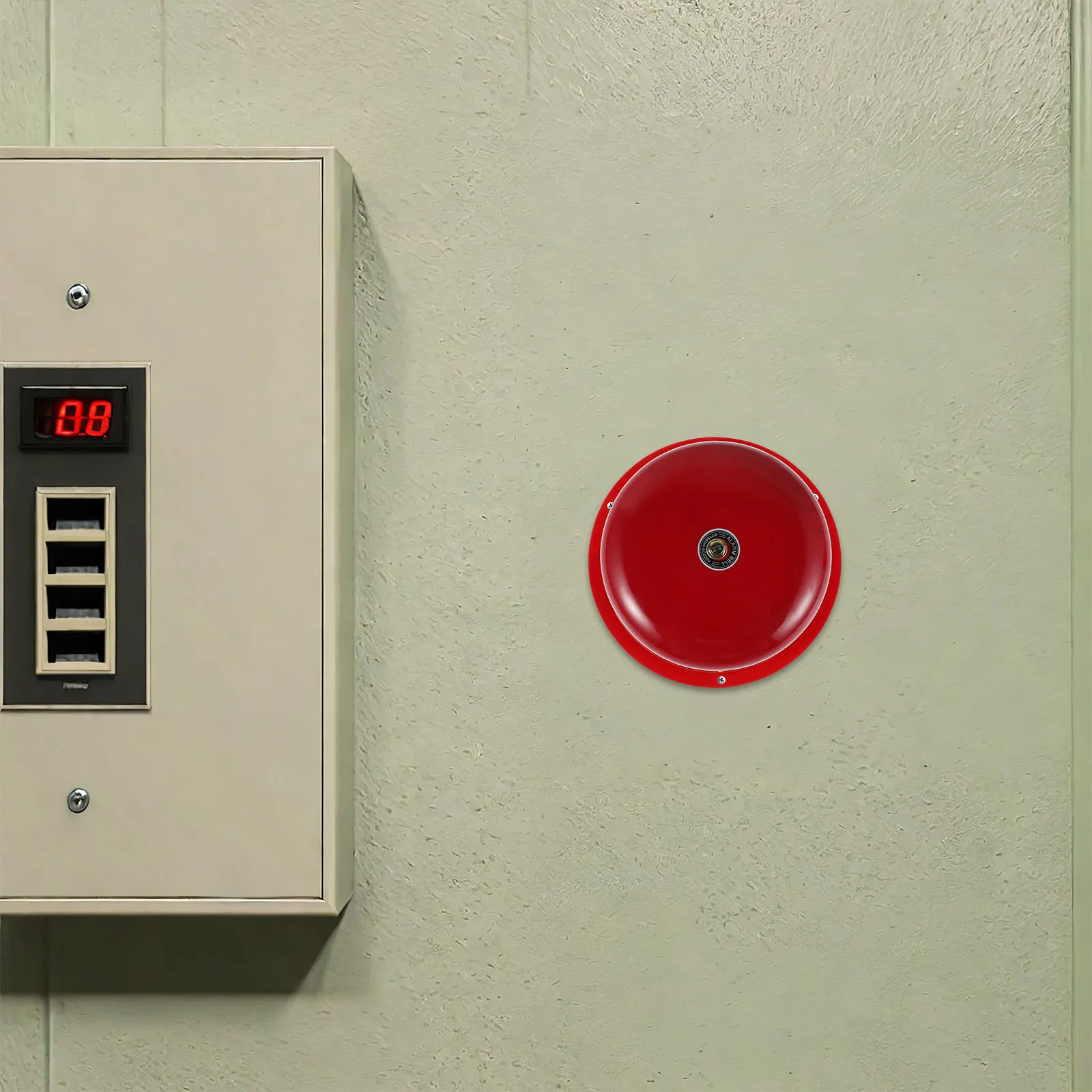 1 Set 6 Inch Red Bell Activation Button Caution Stickers Surface Mount Electric Fire Alarm Bell For Emergency Evacuation Fire
