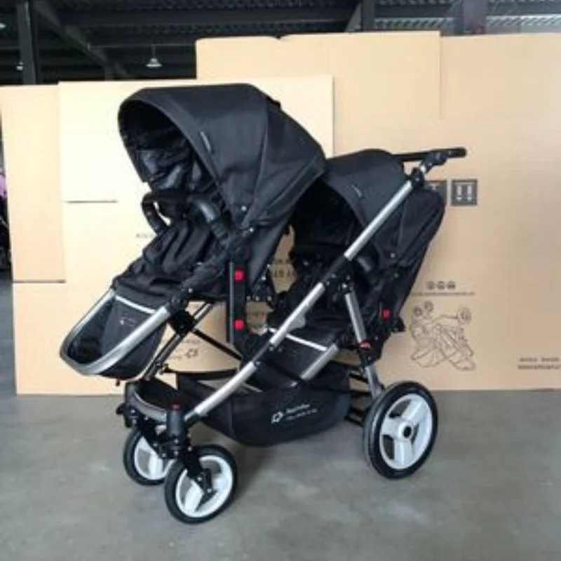 Neuer Zwillings-Kinderwagen mit verstellbarer Sitzhöhe und Richtung, hohe Sicht, doppelter Kinderwagen, verstellbare Kinderwagen-Armlehnen