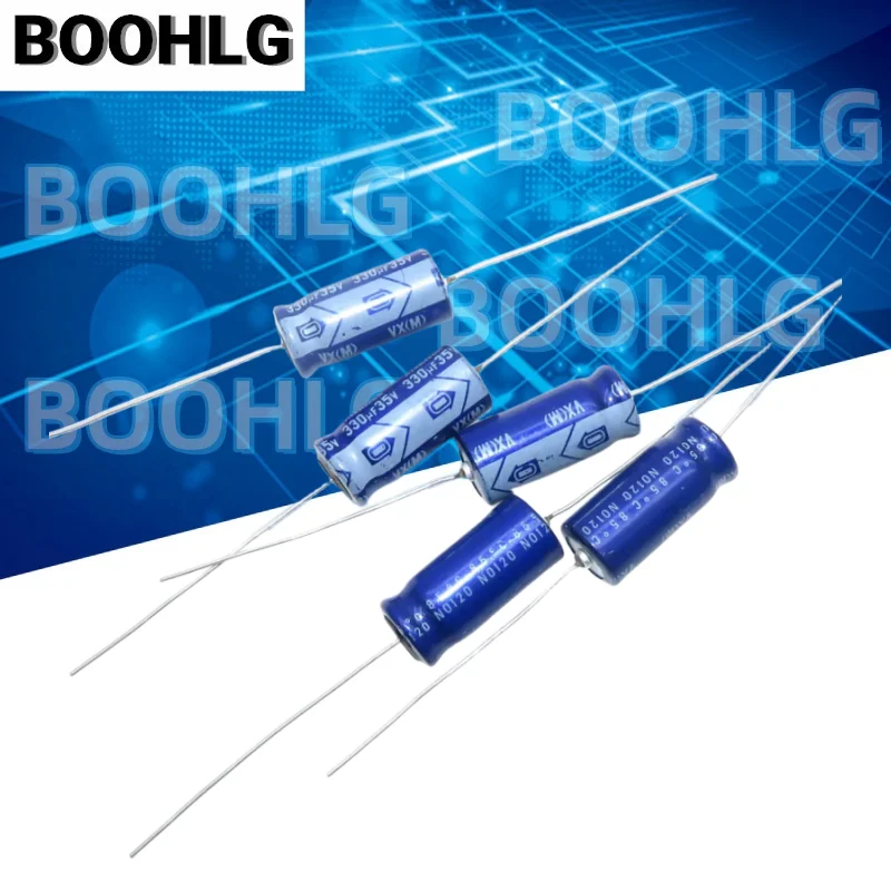 10PCS Horizontal Axial Polarized Electrolytic Capacitor 35V 330UF 10X20MM