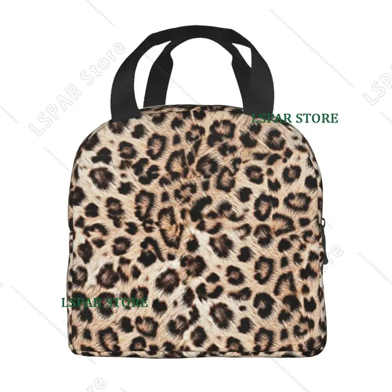 Leopard Print Insulated Lunch Bags for Women Animal Skin Resuable Thermal Cooler Food Lunch Box Work School Travel