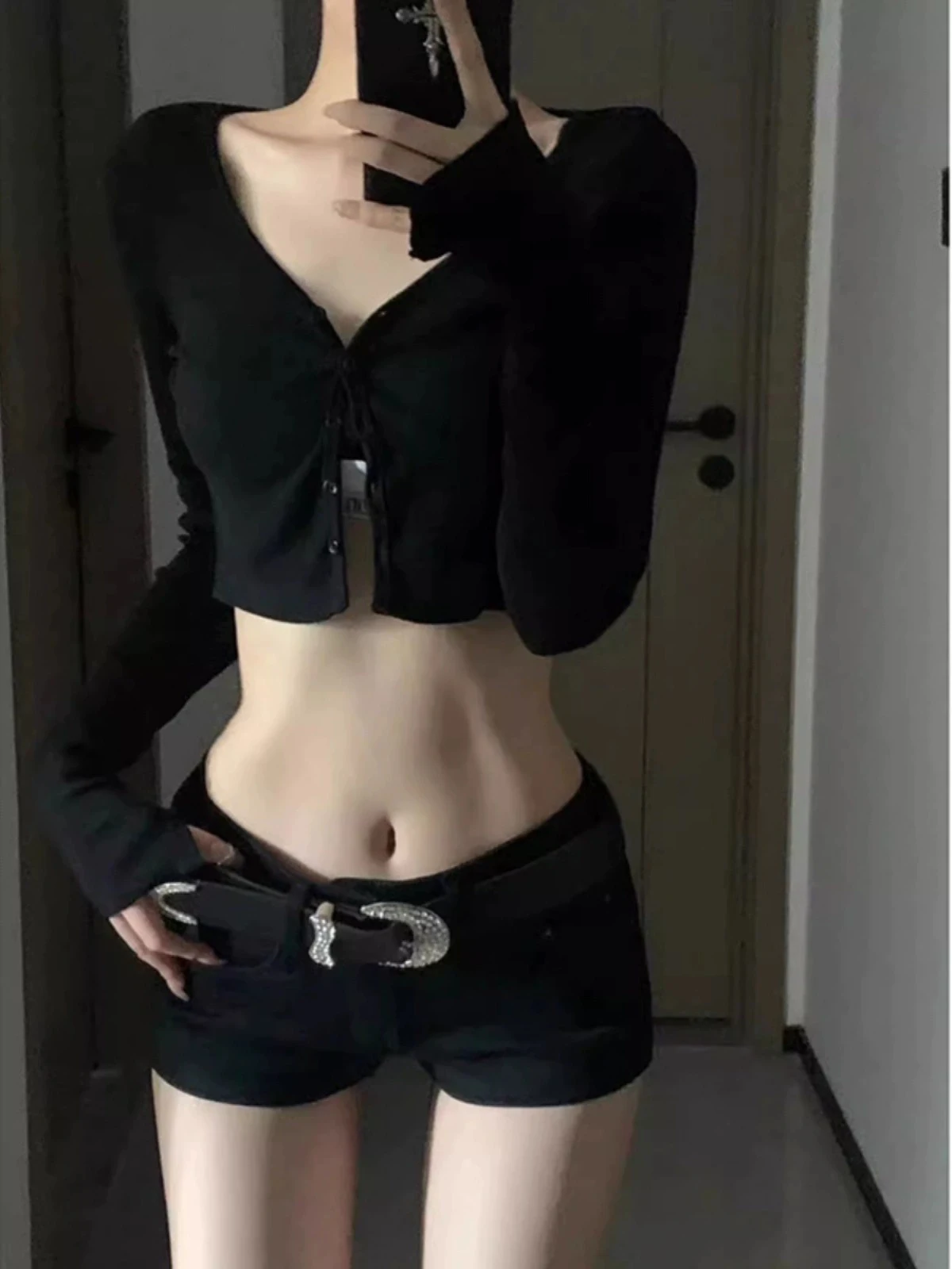 Low Waist Denim Super Short Pants Women's Stylish High Street Hot Summer Shorts Elastic Outerwear Hip Enhancing American Style