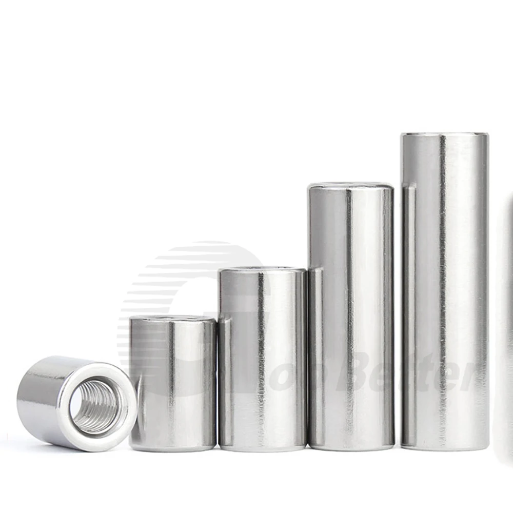 Écrou d'Accouplement Cylindrique allergique Vis Écrou 5Pcs Long Rond Kg M2-M12 Grade 6.8 304 Acier Inoxydable Rond Colonne Joint