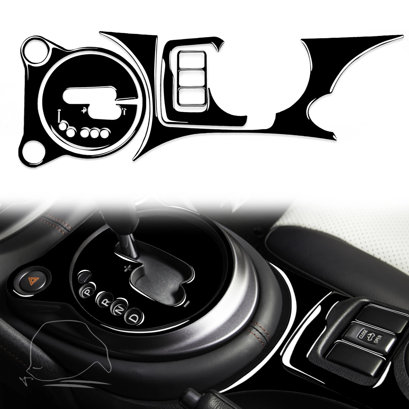 for 370Z Z34 2009-2020 2021 2022 Center Console Gear Shift Panel Decorative Trim Cover Sticker Car Interior Accessories Black