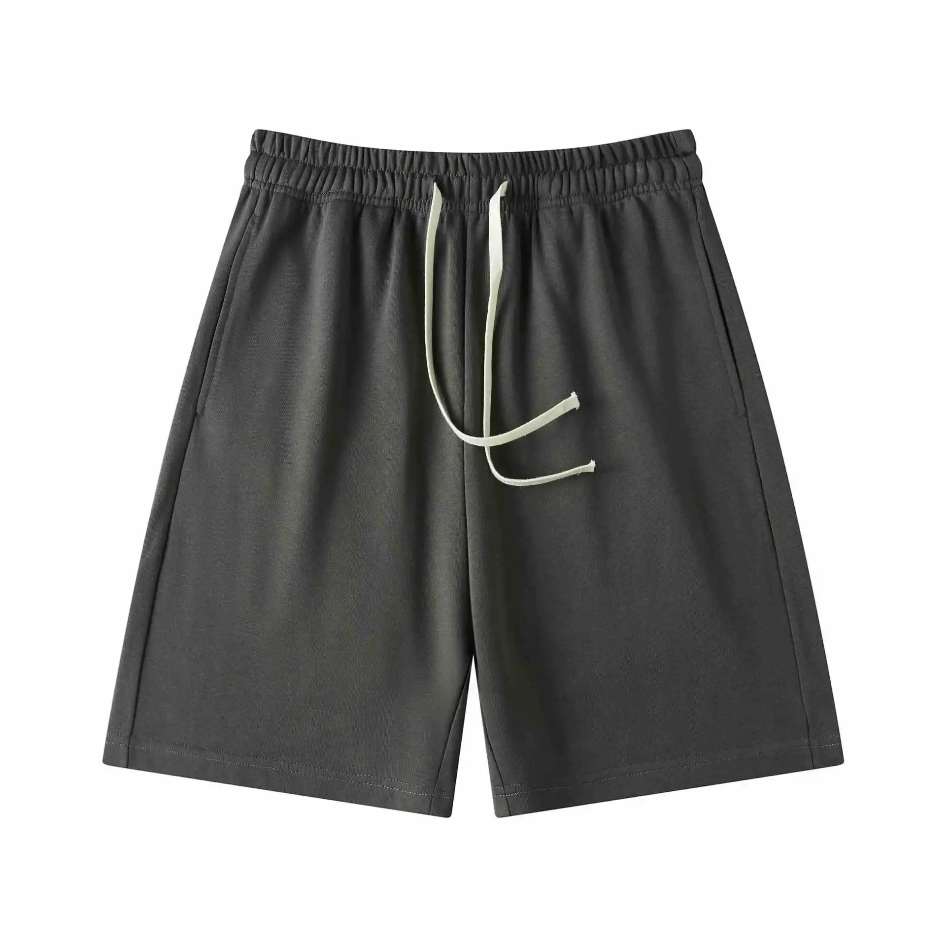 Good Quality Cotton Blend Terry Fabric Casual Shorts Men Summer Fashion Elastic Waist Solid Color Simple Basic Half Length Pants