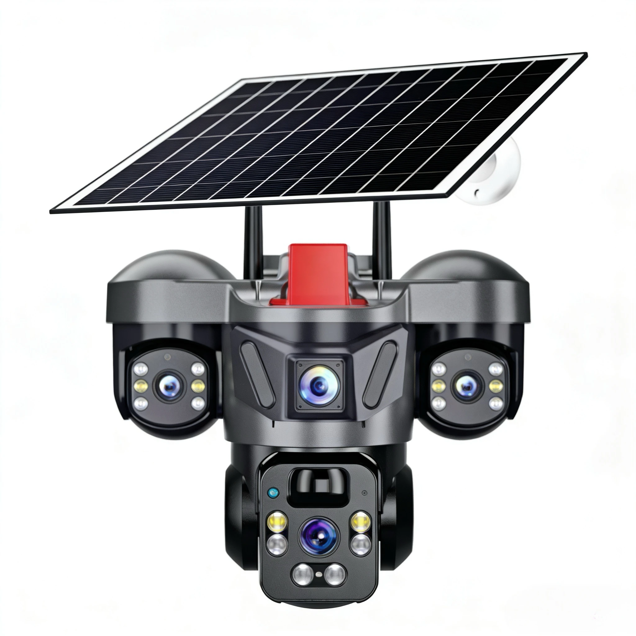 4K 8MP CMOS Sensor PTZ Security Camera 6x Hybrid Zoom, Solar Power Supply, IP67 Waterproof Rating Night Vision Capabilities.