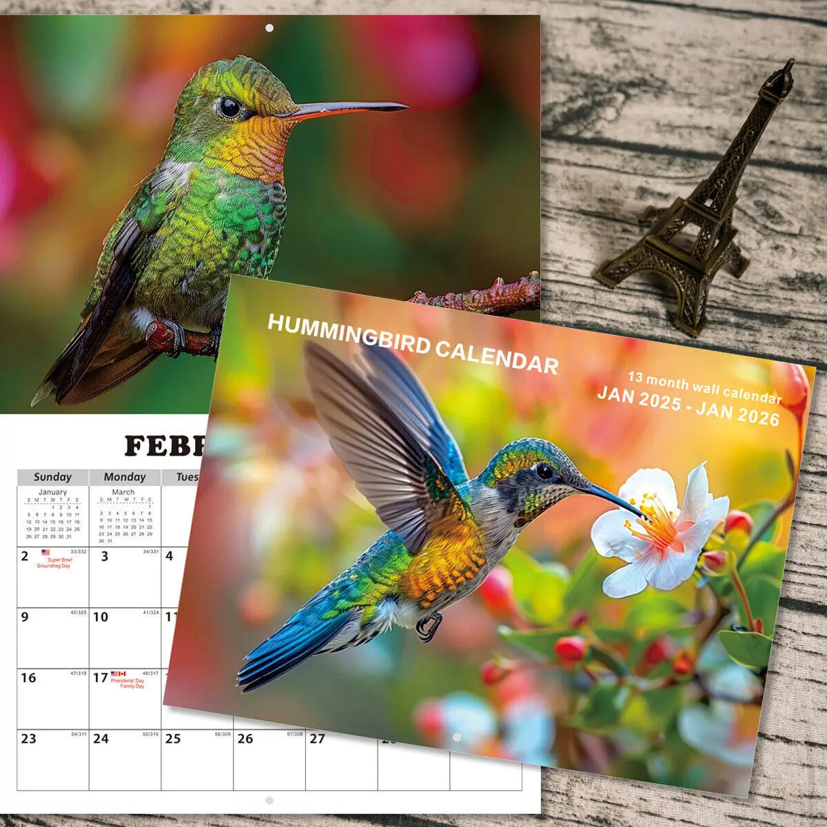 1/2pcs 2025 Wall 12 Months Hummingbird Picture Month To View Planner Calendar