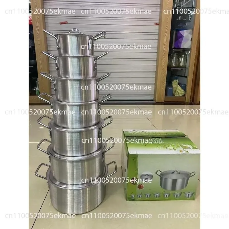 7-piece and 10-piece Aluminium Soup Pot Sets – Household Sets for Making Soup, Stewing, Boiling Water and Cooking Noodles