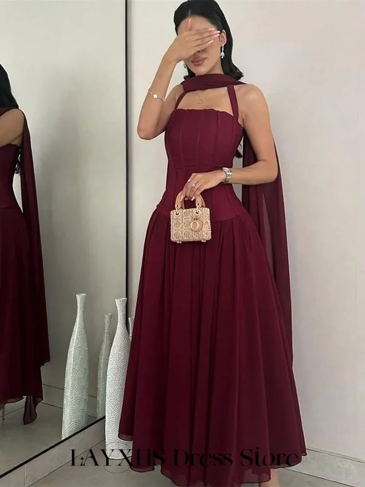 LAYXHS robes de soirée élégantes sans bretelles a-ligne plissée dubaï robes de bal de fête personnalisé فساتmavera