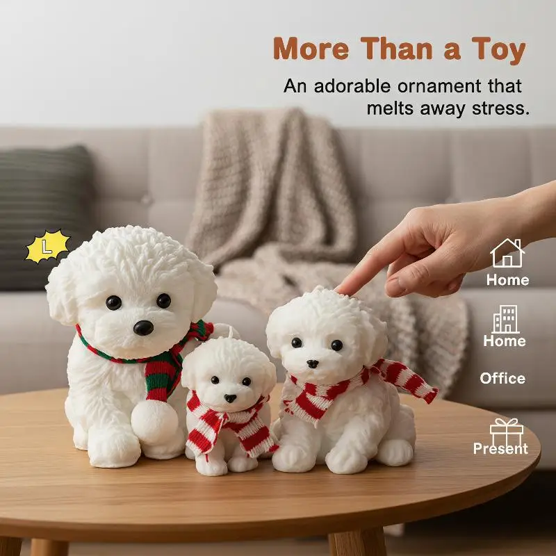 Cute Squishy Teddy Dog Toys With Lovely Scarf And Soft Texture Perfect For Stress Relief Kids Favors Desk Decor