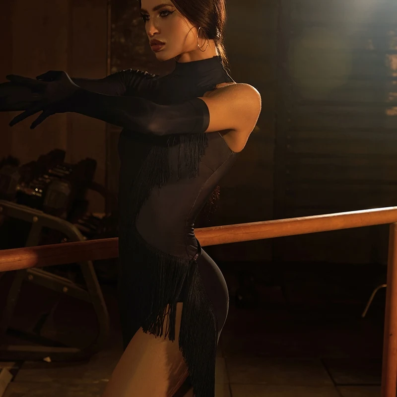 ZYM-ropa de baile latino Sexy para mujer, vestido con borlas, vestido de baile para adultos, Cha, Rumba, Samba, ropa de actuación, vestido de competición NV22785
